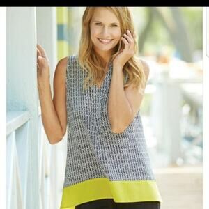 Hatley 100% silk printed color block sleeveless shirt sz S